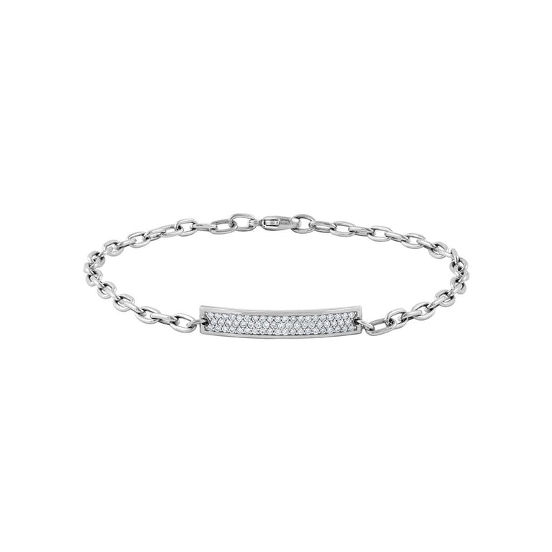 LaViano Fashion 14K White Gold Diamond Bar Bracelet 59 Diamonds .28 Carats