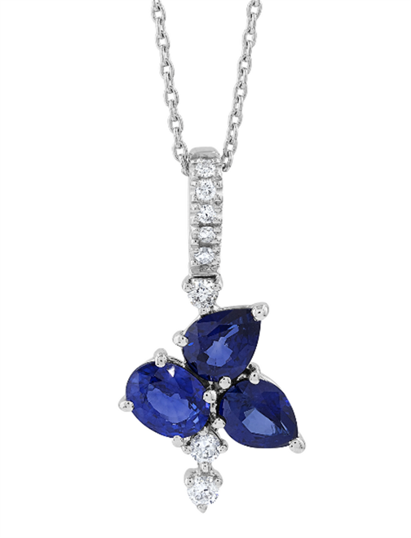 Pe Jay Creations 14K White Gold Sapphire and Diamond Necklace