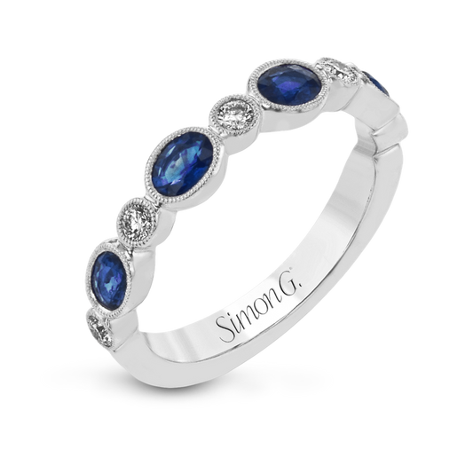 Simon G 14K White Gold Sapphire and Diamond Ring