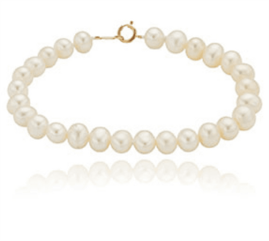 LaViano Fashion 14K Yellow Gold Child's Freshwater Pearl Bracelet 5MM Pearls