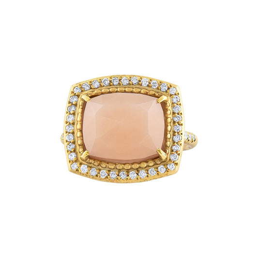 LaViano Fashion 18K Yellow Gold  Peach Moonstone Ring