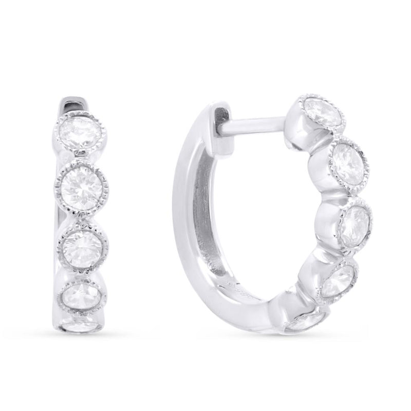 LaViano Fashion 14K White Gold Diamond Hoop Earring