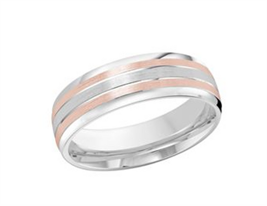 LaViano Fashion 14K Whit and Rose Gold Wedding Band 7MM Size 10
