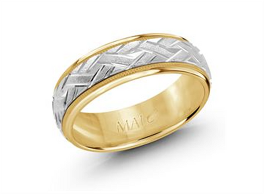 LaViano Fashion 14K Two Tone Wedding Band 7MM Size 10