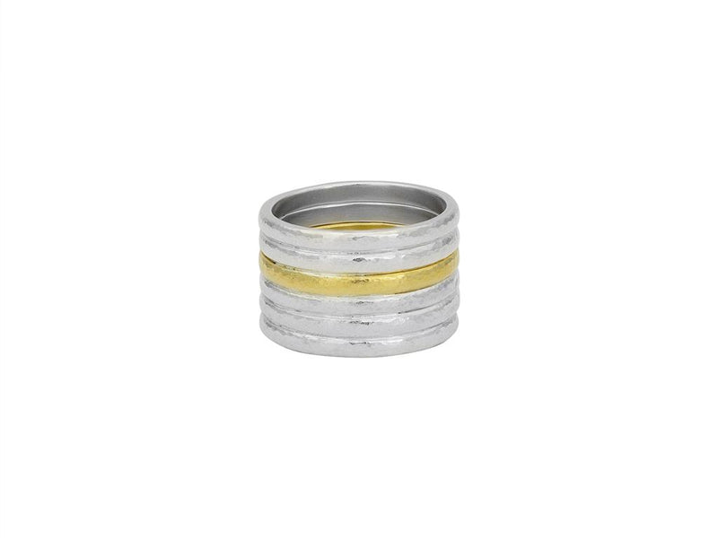 Gurhan Mango Sterling Silver Stacking Ring with 24K Yellow Gold Accents