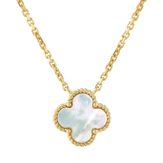 LaViano Fashion 14K Yellow Gold Mother of Pearl Necklace Reversible