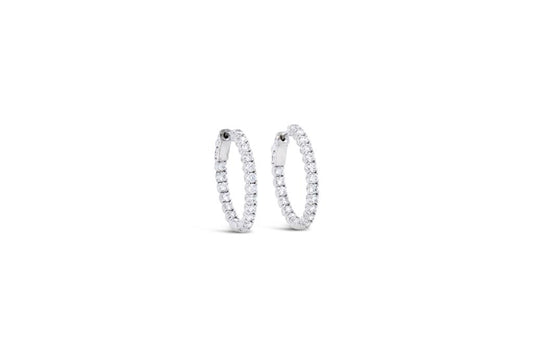 LaViano Fashion 14K White Gold Diamond Hoop Earrings