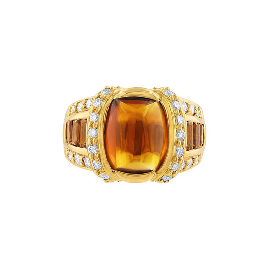 LaViano Fashion 18K Yellow Gold Citrine and Diamond Ring