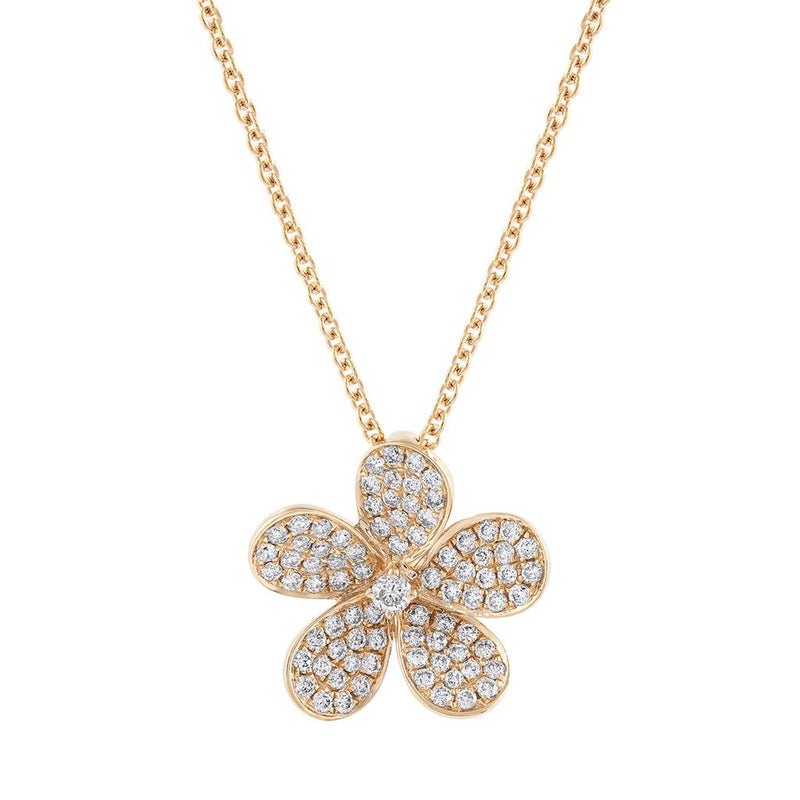 KC Designs 14K Rose Gold and Diamond Flower Necklace