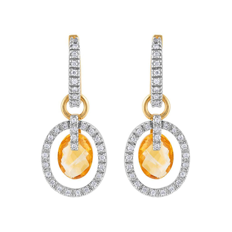 LaViano Fashion 14K Yellow Gold Citrine and Diamond Earrings