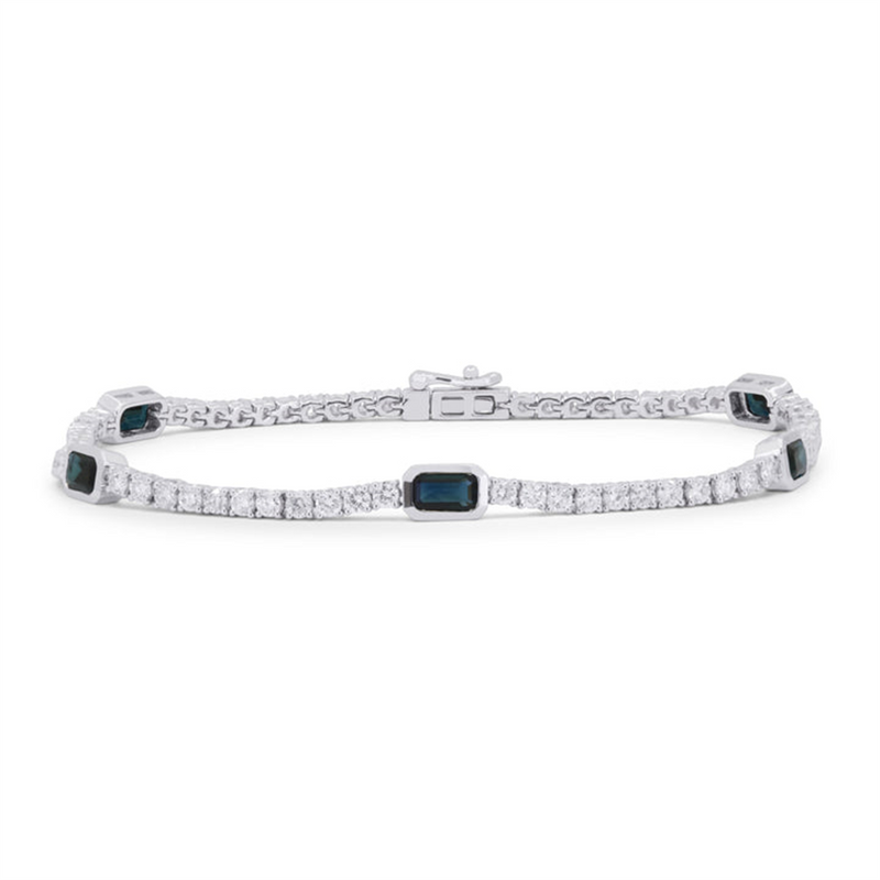 LaViano Fashion 14K White Gold Sapphire and Diamond Bracelet