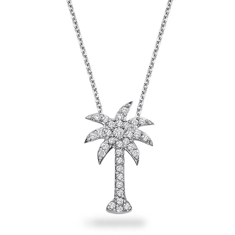 KC Designs 14K White Gold Diamond Palm Tree Necklace