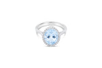 Pe Jay Creations 14K White Gold Aquamarine and Diamond Ring