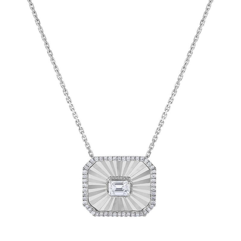 Frederic Sage 14K White Gold Diamond Rectangle Necklace