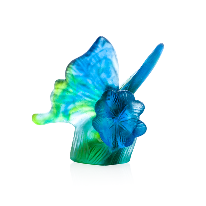 Daum Crystal Butterfly Blue and Green