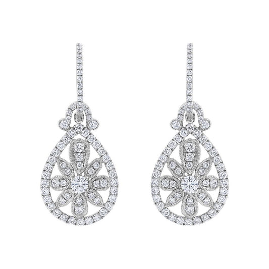 LaViano Fashion 18K White Gold Diamond Earrings