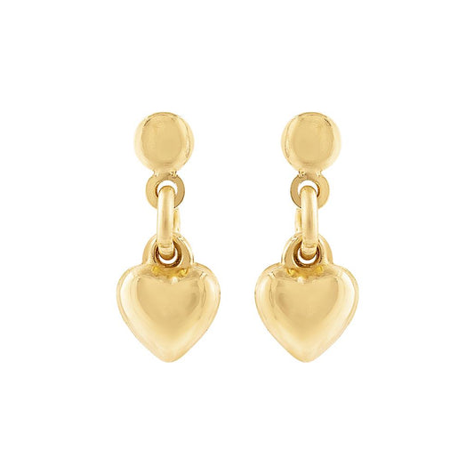 LaViano Fashion 14K Yellow Gold Drop Heart Earrings