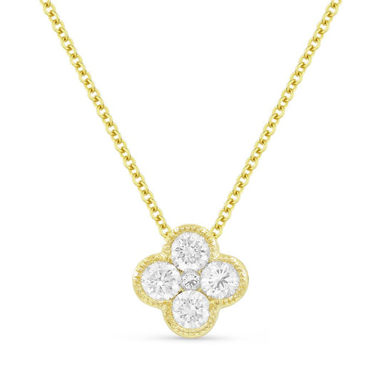 LaViano Fashion 14K Yellow Gold Diamond Clover Necklace