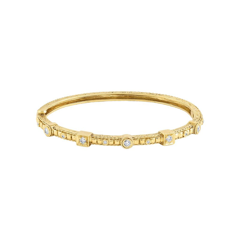 LaViano Fashion 18K Yellow Gold Engraved Diamond Bracelet