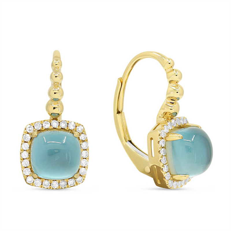 LaViano Fashion 14K Yellow Gold Blue Topaz and Mother of Pearl Earrings