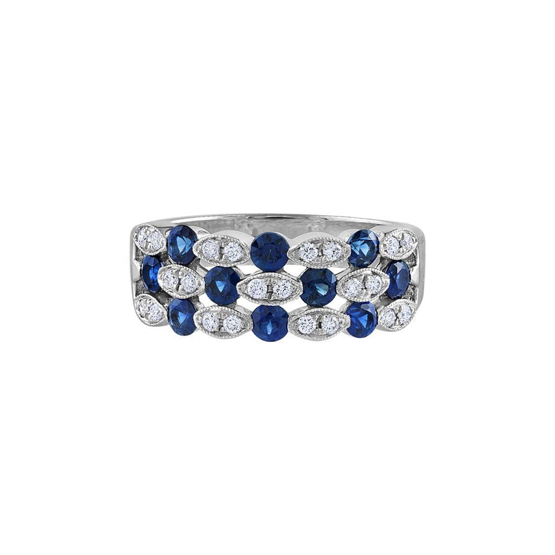 Pe Jay Creations 14K White Gold Sapphire and Diamond Band