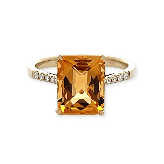 Pe Jay Creations 14K Yellow Gold Citrine and Diamond Ring