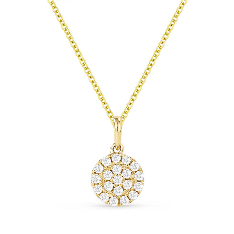 LaViano Fashion 14K Yellow Gold Diamond Double Circle Pendant Necklace