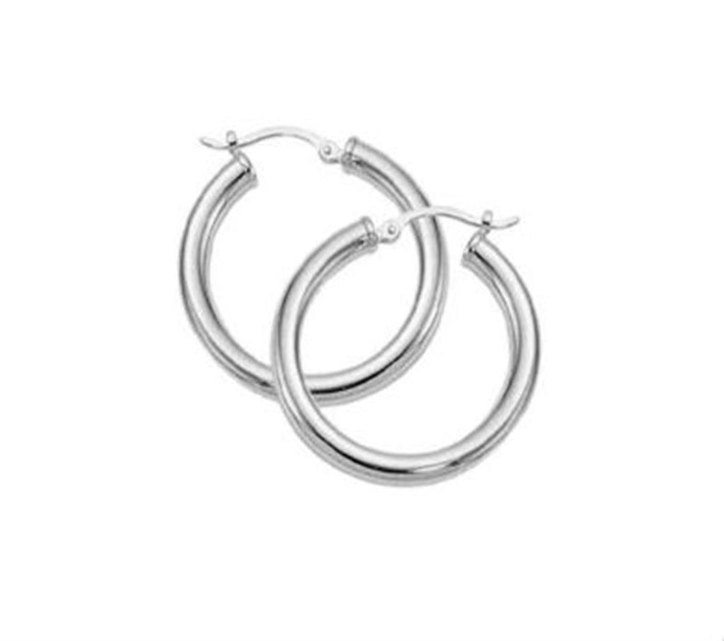 LaViano Fashion Sterling Silver Hoop Earrings 3X25MM