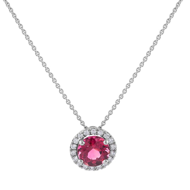 LaViano Fashion 14K White Gold Pink Tourmaline and Diamond Pendant