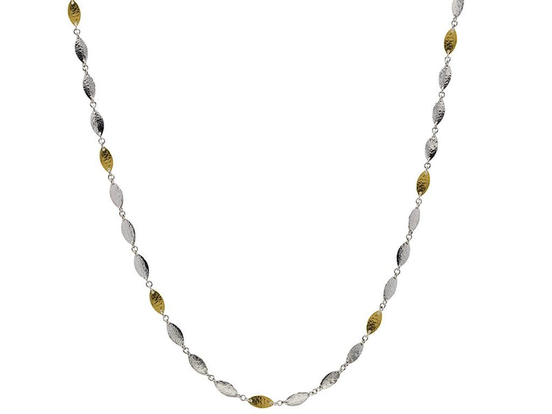 Gurhan Sterling Silver 24K Layered Yellow Gold Willow Flake Necklace