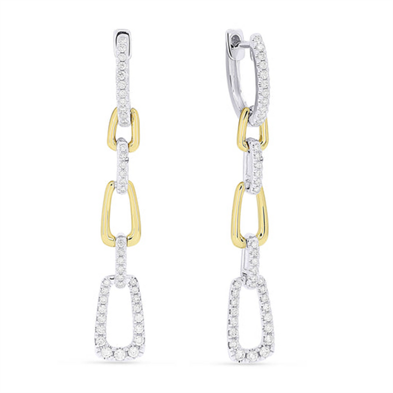 LaViano Fashion 14K Two Tone Diamond Drop Earrings