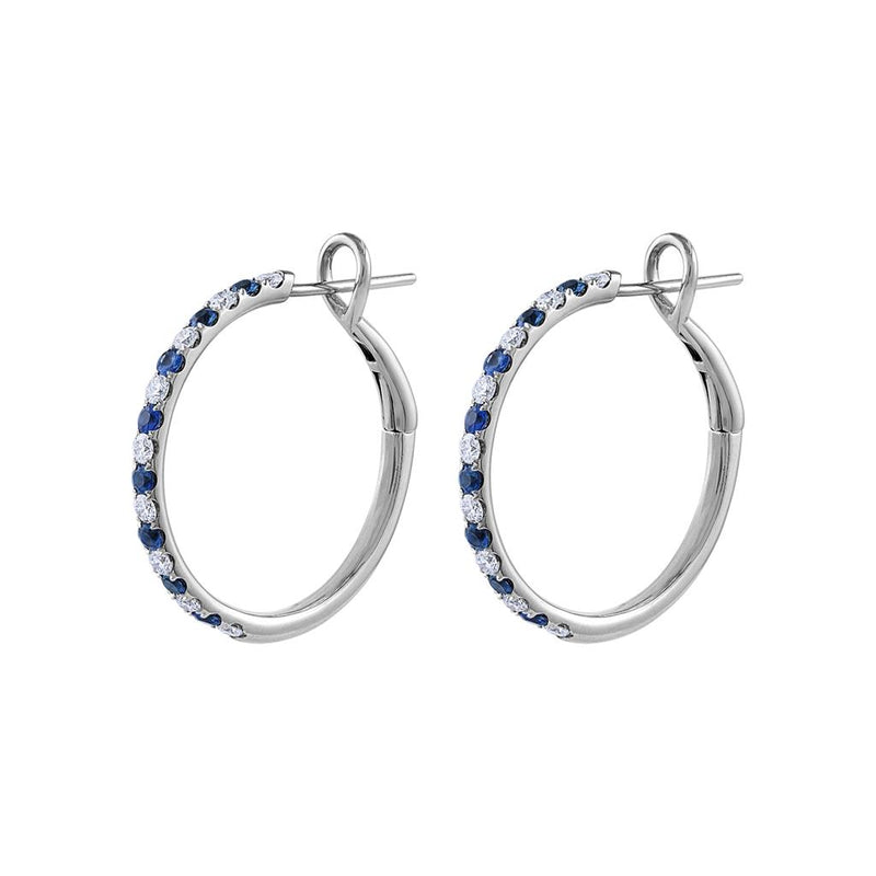 Frederic Sage 14K White Gold Sapphire and Diamond Hoop Earrings