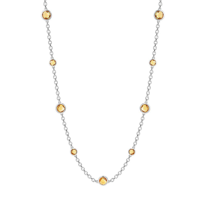 LaViano Fashion Sterling Silver and Citrine Station Necklace