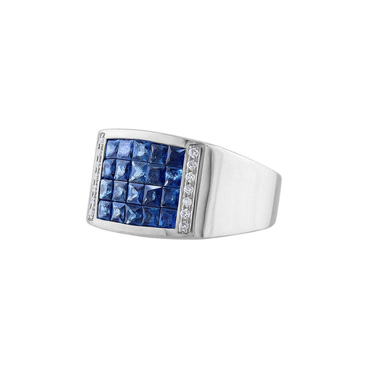 LaViano Fashion 18K White Gold Sapphire and Diamond Ring