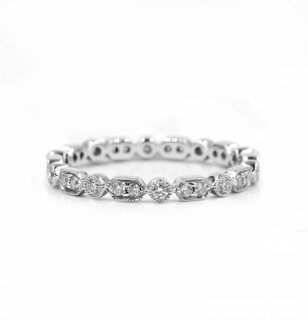 LaViano Fashion 14K White Gold Diamond Eternity Wedding Band