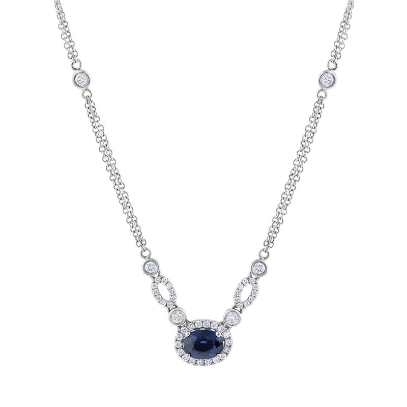LaViano Fashion 14K White Gold Sapphire and Diamond Necklace