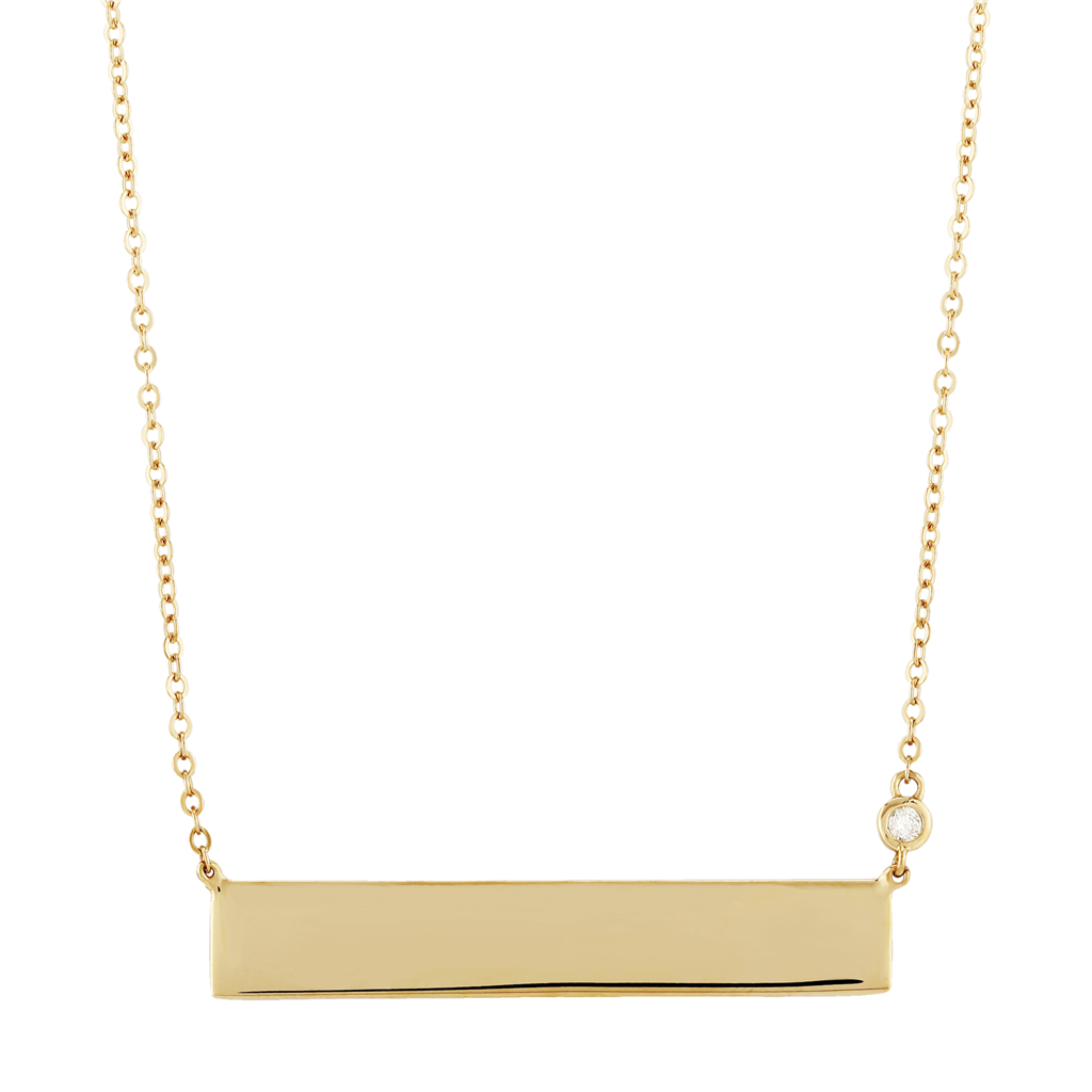 LaViano Fashion 14K Yellow Gold ID Bar Necklace