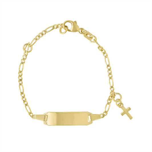 LaViano Fashion 14K Yellow Gold Baby Bracelet with Cross