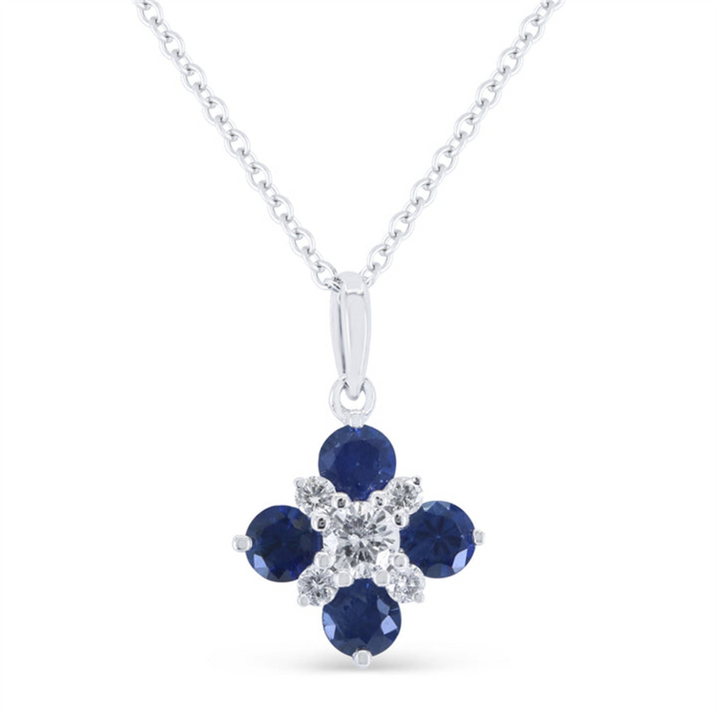 LaViano Fashion 14K White Gold Sapphire and Diamond Pendant