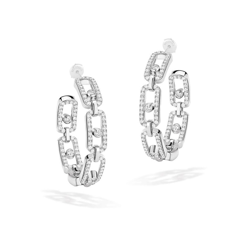 Messika 18K White Gold Move Link Small Hoop Earrings