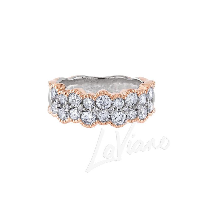 LaViano Fashion 14K White and Rose Gold Diamond Eternity Wedding Band
