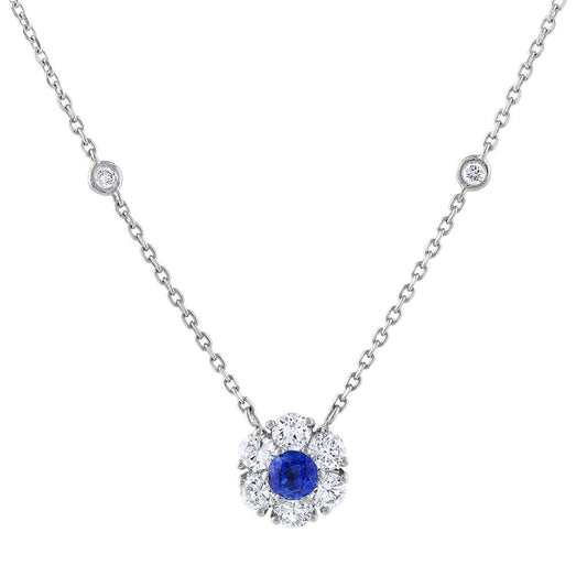 LaViano Fashion 14K White Gold Sapphire and Diamond Necklace