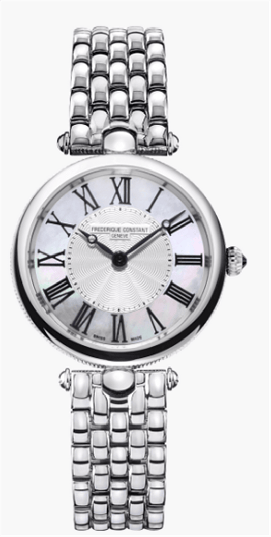 FC-200MPW2AR6B - Frederique Constant - Classics Art Deco Round Steel Tone 30 mm on bracelet - MOP Roman Numerals Guilloché Dial - quartz