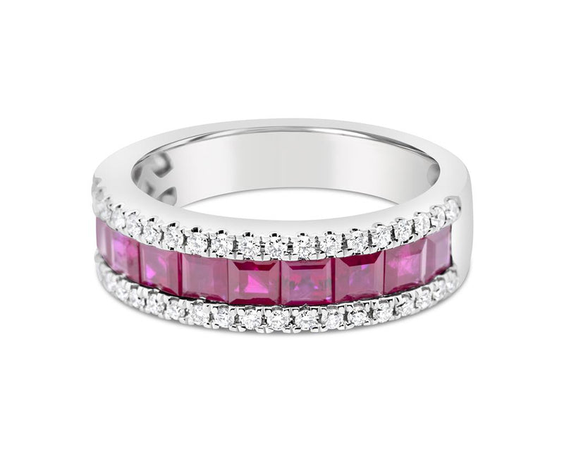 LaViano Fashion 18K White Gold Ruby and Diamond Ring