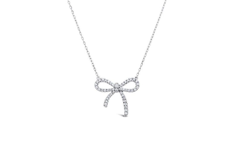 LaViano Fashion 14K White Gold Diamond Bow Necklace