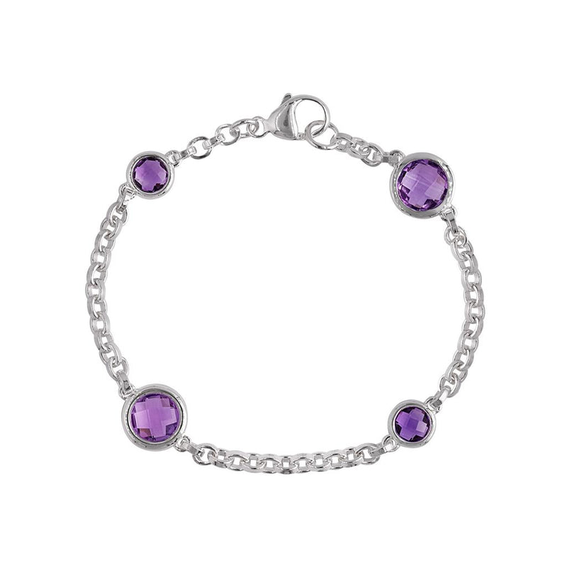 LaViano Fashion Sterling Silver and Amethyst Bracelet