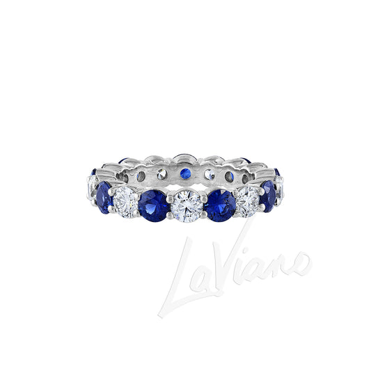 LaViano Fashion Platinum Sapphire and Diamond Eternity Wedding Band