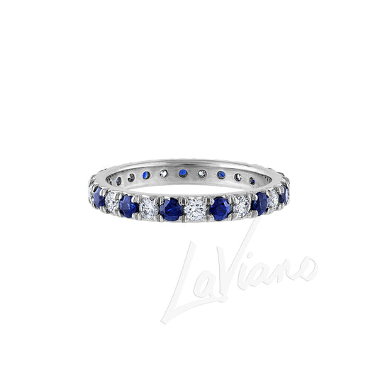Azul Platinum Sapphire and Diamond Eternity Wedding Band