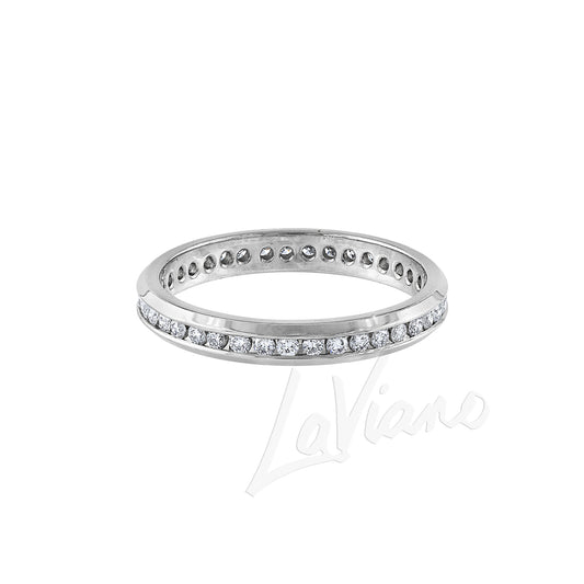 LaViano Fashion Platinum Diamond Skinny Eternity Wedding Band