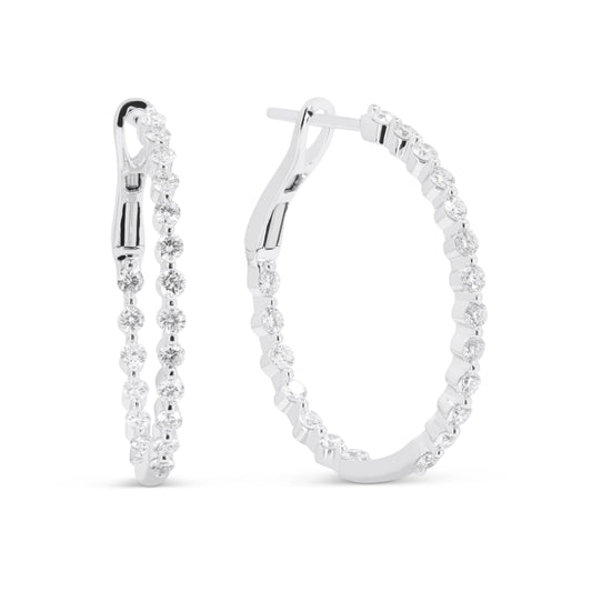 LaViano Fashion 14K White Gold Diamond Hoop Earrings